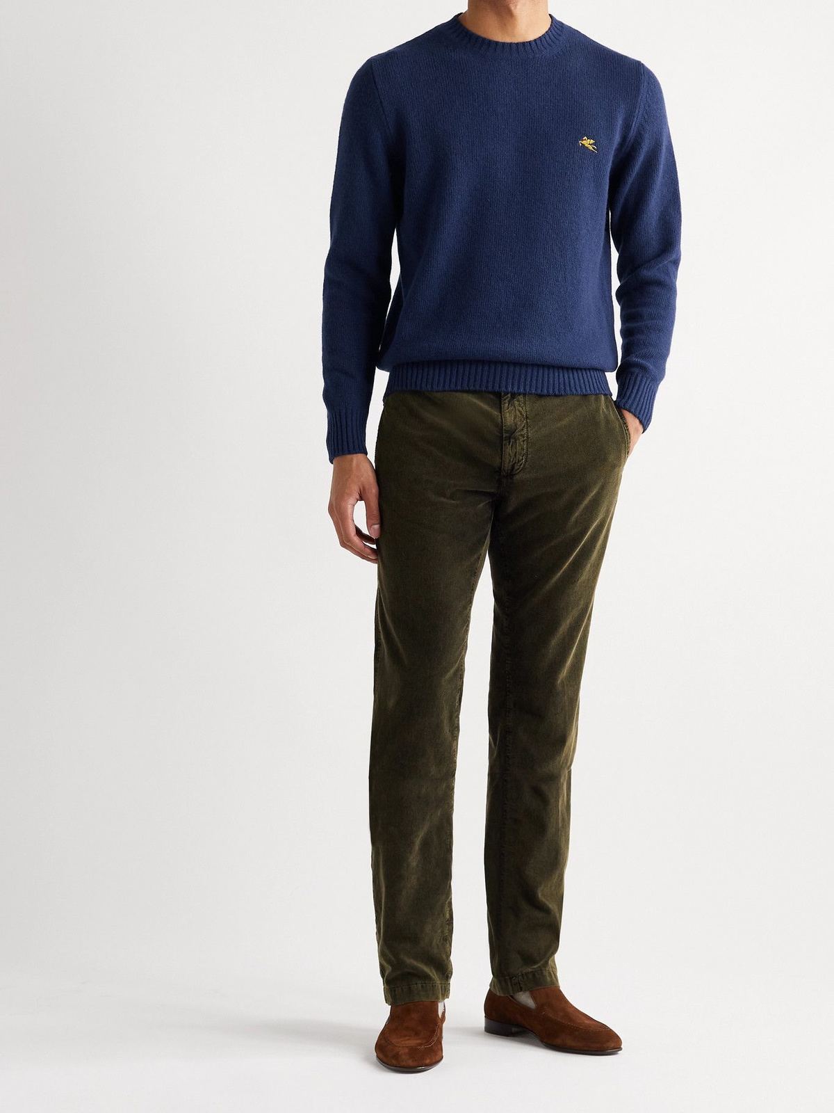 Etro Logo Embroidered Wool Sweater Blue Etro