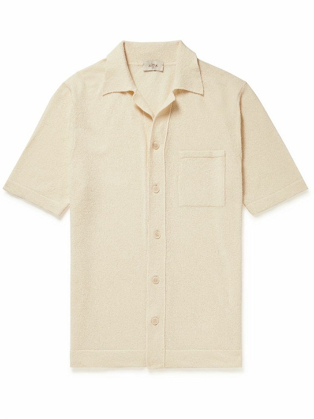 Photo: Altea - Slim-Fit Camp-Collar Cotton-Blend Bouclé Shirt - Neutrals