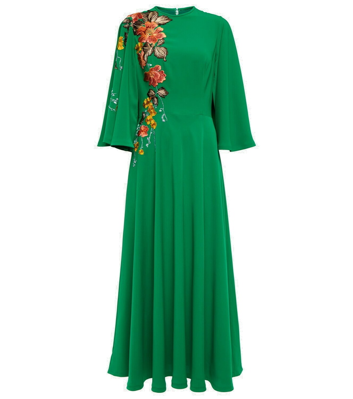 Photo: Costarellos Zinnia embroidered cape midi dress