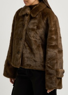 Meotine Kelly Cropped Faux fur Jacket Brown