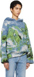 The Attico Blue Swan Print Hoodie