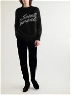 SAINT LAURENT - Logo-Intarsia Mohair-Blend Sweater - Black
