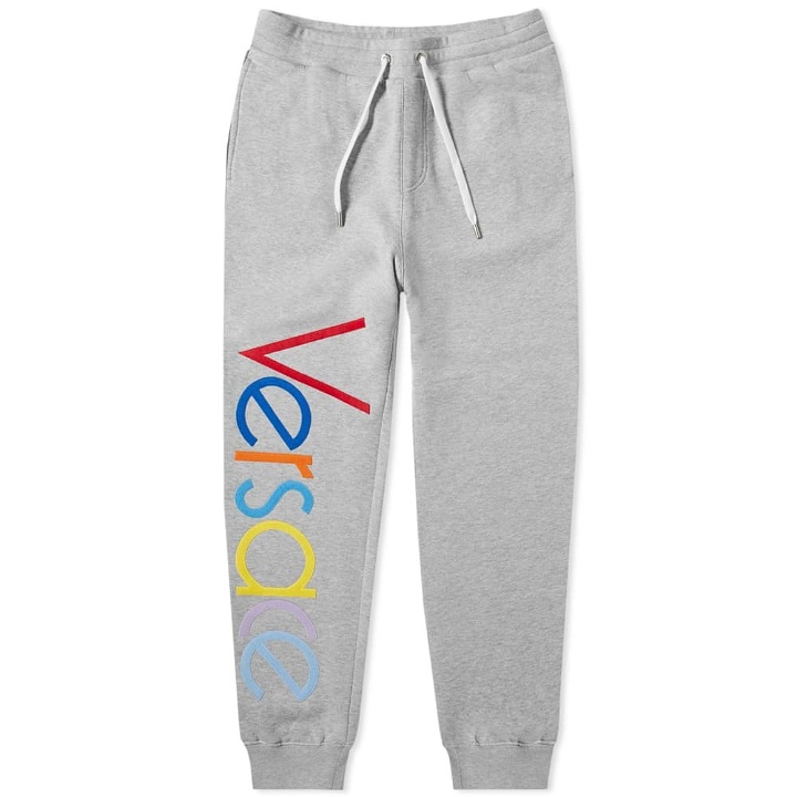 Photo: Versace Logo Embroidered Multicolour Sweat Pant Grey