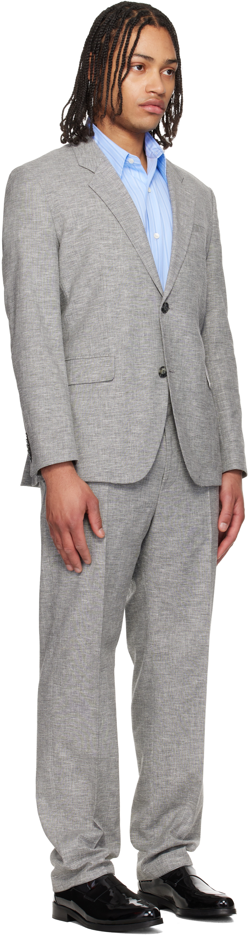 Hugo Gray Two-Piece Modern-Fit Sharkskin Suit