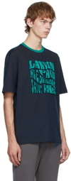 Lanvin Navy Flocked Logo T-Shirt