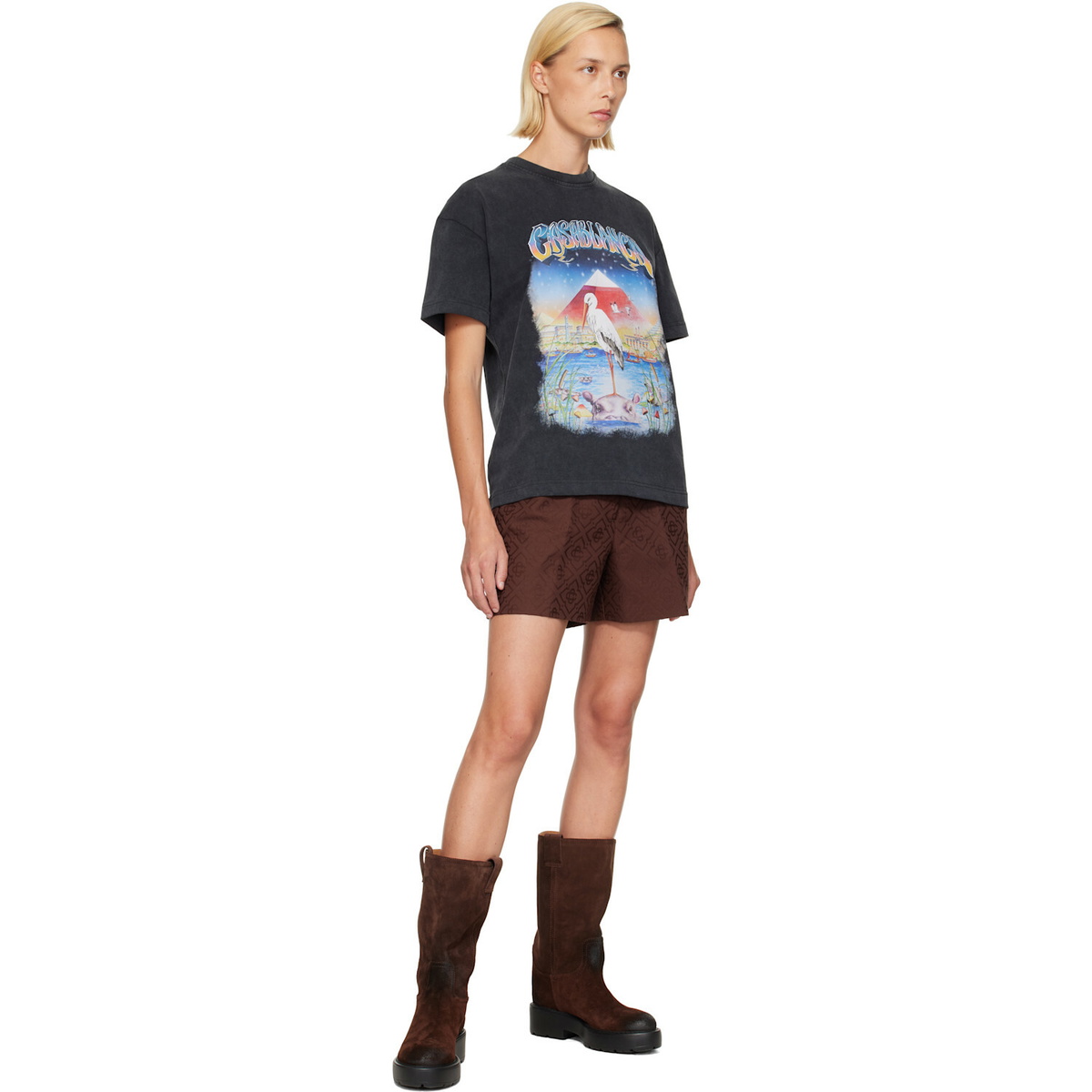 Casablanca Brown Cotton Monogram Shorts