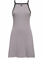 COURREGES - Buckle Contrast Cotton Mini Dress