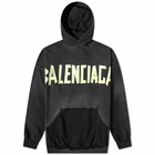 Balenciaga Men's Tape Type Popover Hoody in Washed Black