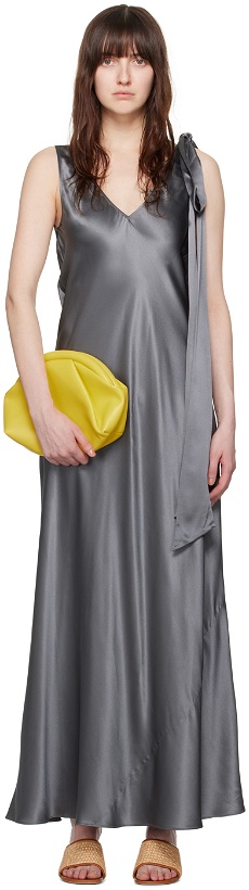 Photo: JW Anderson Gray Plunging V-Neck Maxi Dress