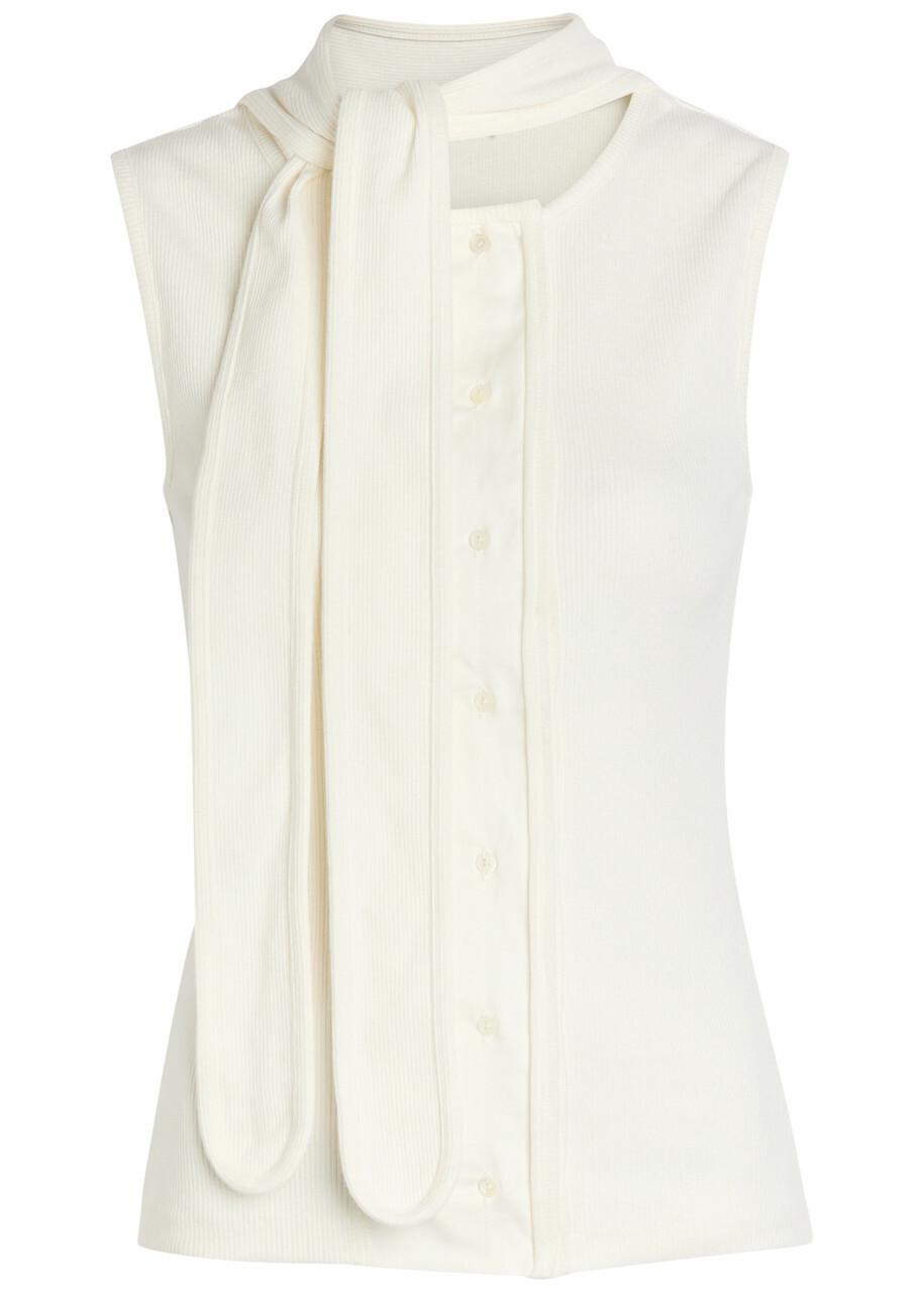 Lemaire Scarf-effect Cotton-blend top Off White