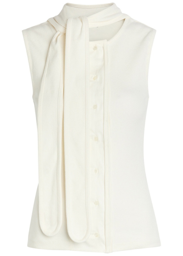 Photo: Lemaire Scarf-effect Cotton-blend top Off White