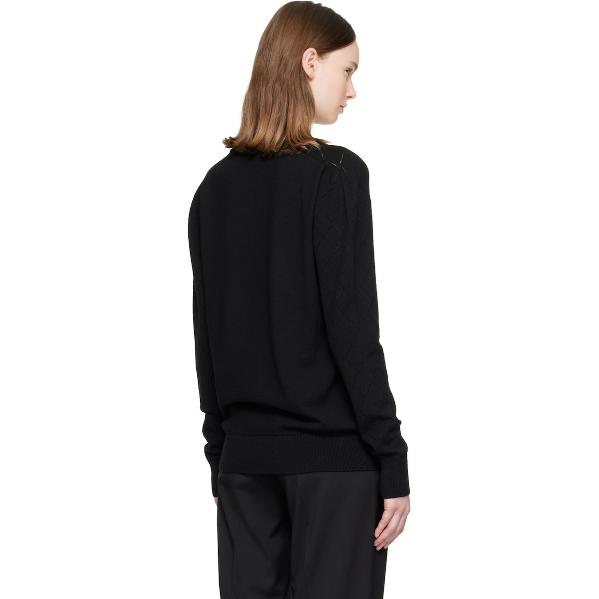 BALMAIN Black V-Neck Light Sweater