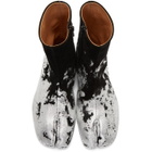 Maison Margiela Black and Silver Foil Suede Flat Tabi Boots