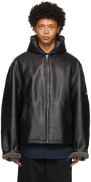 Balenciaga Black Shearling Leather Look 5 Coat