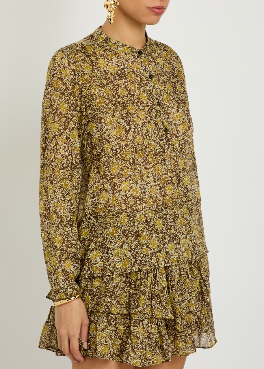 Isabel Marant étoile Maria Floral Cotton Blouse Khaki