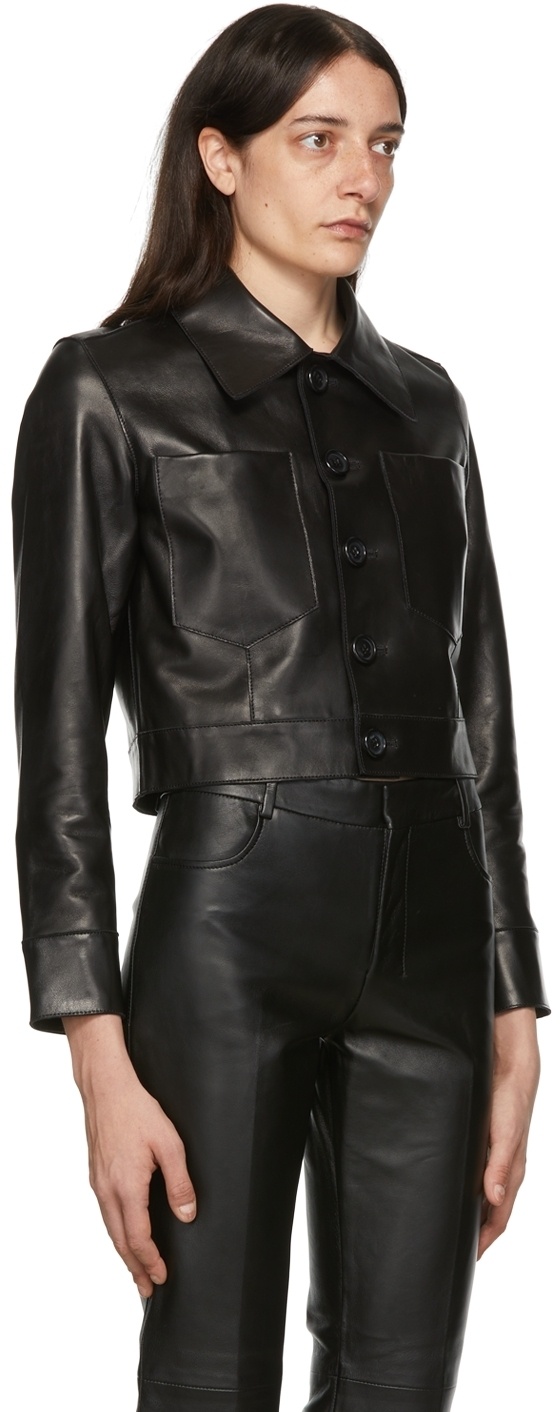 AMI Alexandre Mattiussi Black Buttoned Leather Jacket AMI Alexandre ...