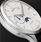 Zenith - Elite Moonphase 40mm Stainless Steel and Alligator Watch - White