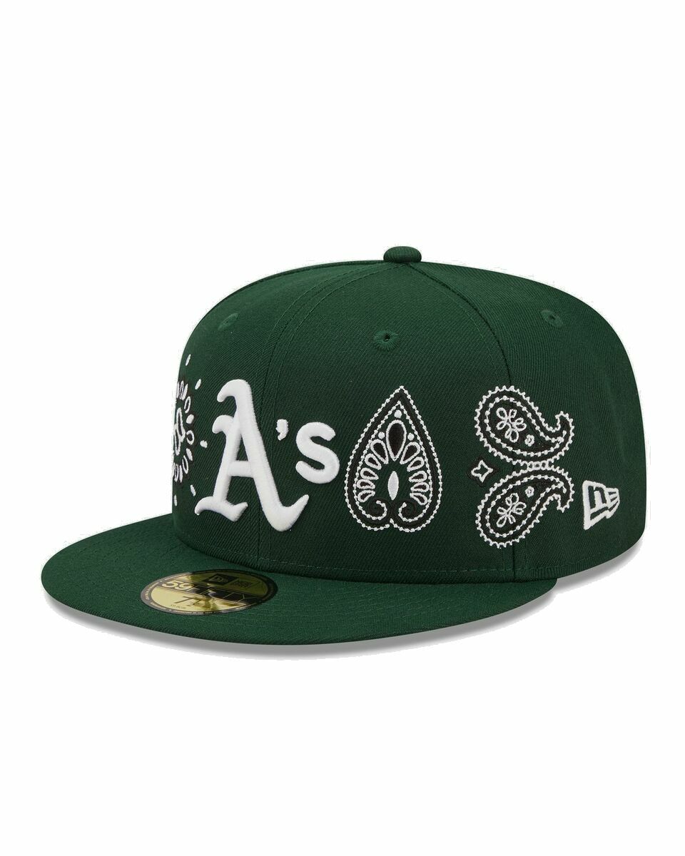 Photo: New Era Mlb Aop Paisley 59 Fifty Oakland Athletics Green - Mens - Caps