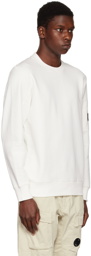 C.P. Company White Diagonal Raised Sweatshirt