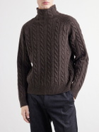 TOTEME - Cable-Knit Wool Rollneck Sweater - Brown