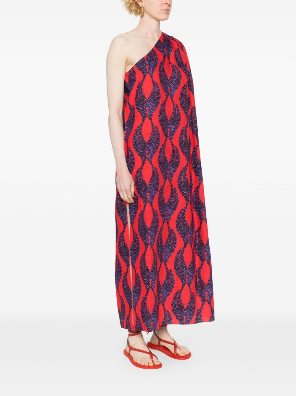 Maison La Plage Red Ravello One-Shoulder Dress
