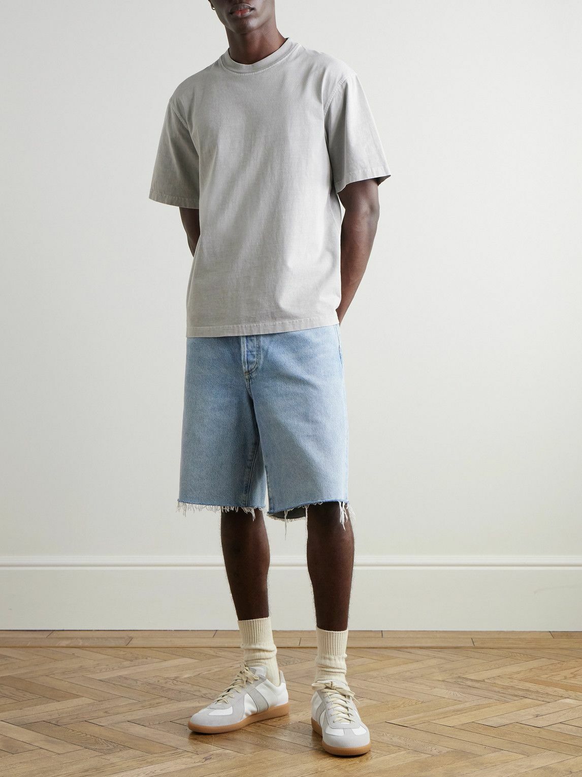 AGOLDE - Anson Straight-Leg Frayed Denim Shorts - Blue
