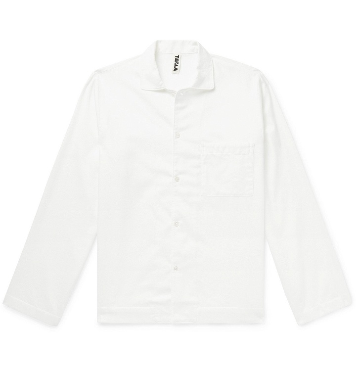 Photo: TEKLA - Convertible-Collar Organic Cotton-Flannel Pyjama Shirt - Neutrals