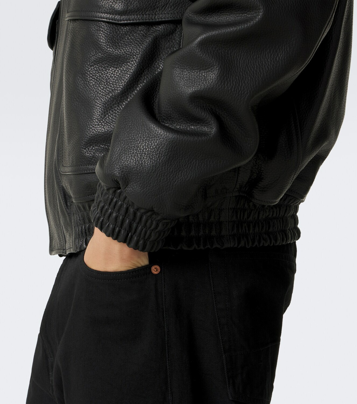 Arma Bari teddy-trimmed leather blouson jacket