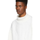Juun.J White Cable Knit Turtleneck Sweater