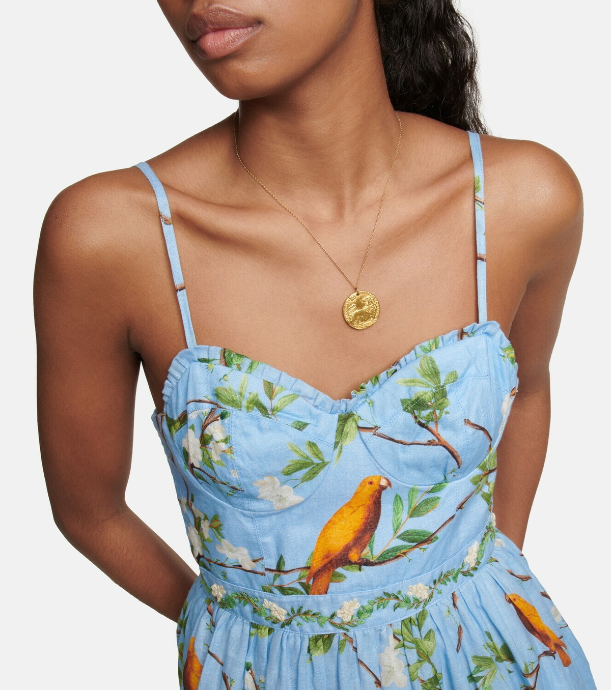 Agua by Agua Bendita Acacias Aves printed linen midi dress