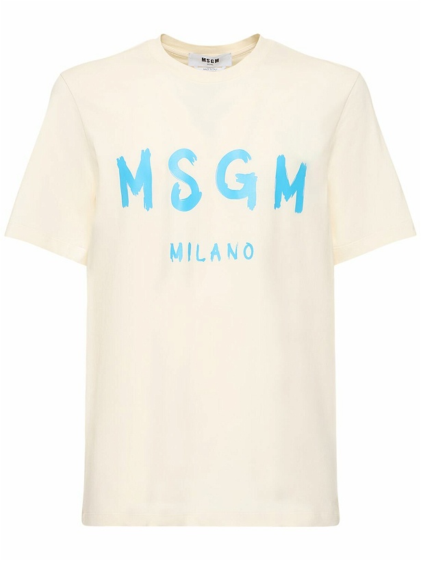 Photo: MSGM - Logo Print Cotton Jersey T-shirt