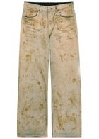 Acne Studios Dirt Effect Wide-leg Denim Jeans Beige