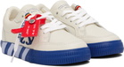 Off-White Kids Off-White & Blue Low Vulcanized Full Leather Sneakers