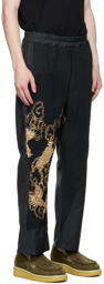 By Walid Black Embroidered Trousers