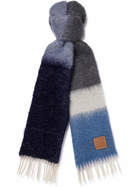 LOEWE - Logo-Appliquéd Fringed Striped Mohair-Blend Scarf