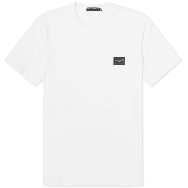 Photo: Dolce & Gabbana Men's Plate Crew Neck T-Shirt in White