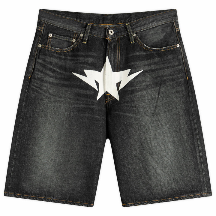 Photo: A Bathing Ape Men's Twin Sta Relaxed Fit Denim Shorts in Black