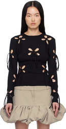 J.Kim Black Petal Long Sleeve T-shirt