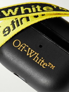 Off-White - Logo-Print Leather AirPods Pro Case with Lanyard