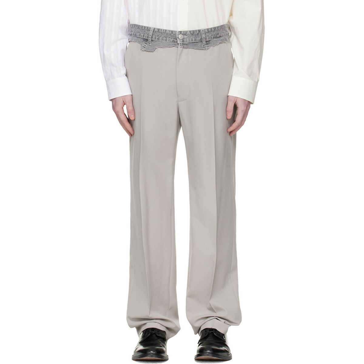 MM6 Maison Margiela Gray Replaced Waist Wool Trousers