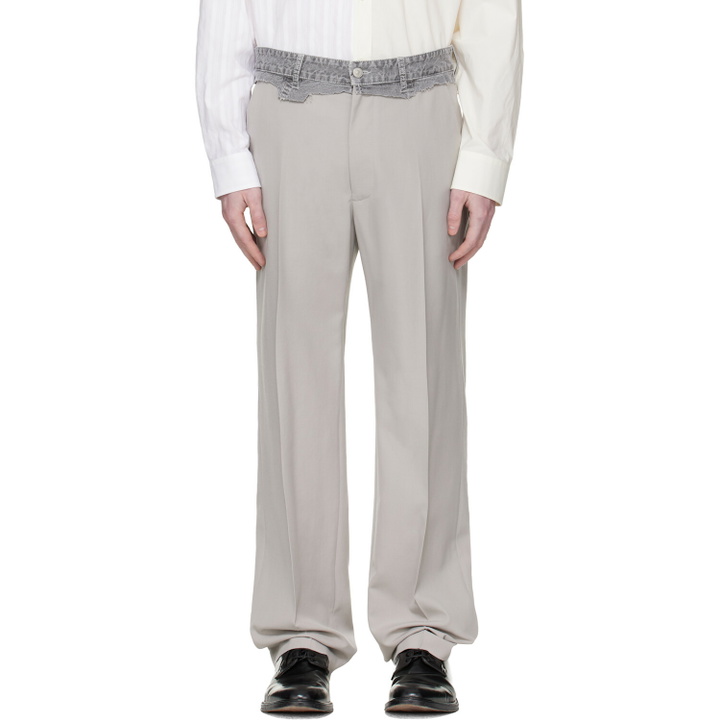 Photo: MM6 Maison Margiela Gray Replaced Waist Wool Trousers