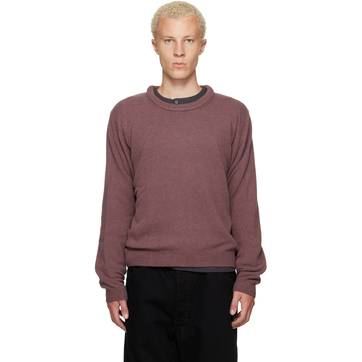LEMAIRE Purple Crew-Neck Alpaca Wool Blend Sweater