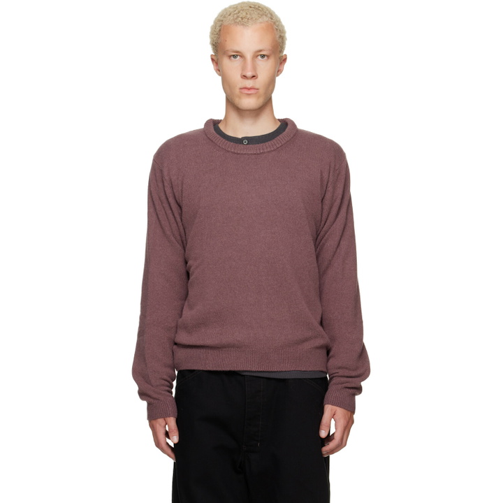 Photo: LEMAIRE Purple Crew-Neck Alpaca Wool Blend Sweater