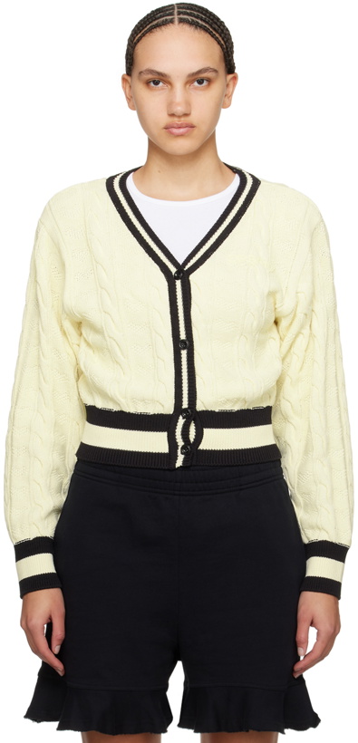 Photo: OPEN YY Off-White Heart & Cable Cardigan