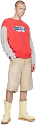 GUESS USA Red & Grey Crewneck Sweatshirt