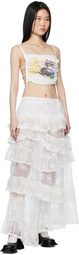 Yuhan Wang SSENSE Exclusive White Lace Trimmed Maxi Skirt