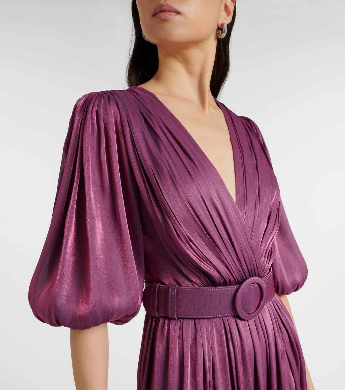 Costarellos Brennie belted georgette gown