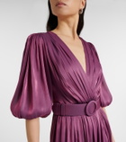 Costarellos Brennie belted georgette gown