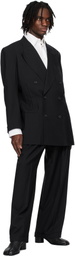 SOSHIOTSUKI Navy 3 Tuck Wide Trousers