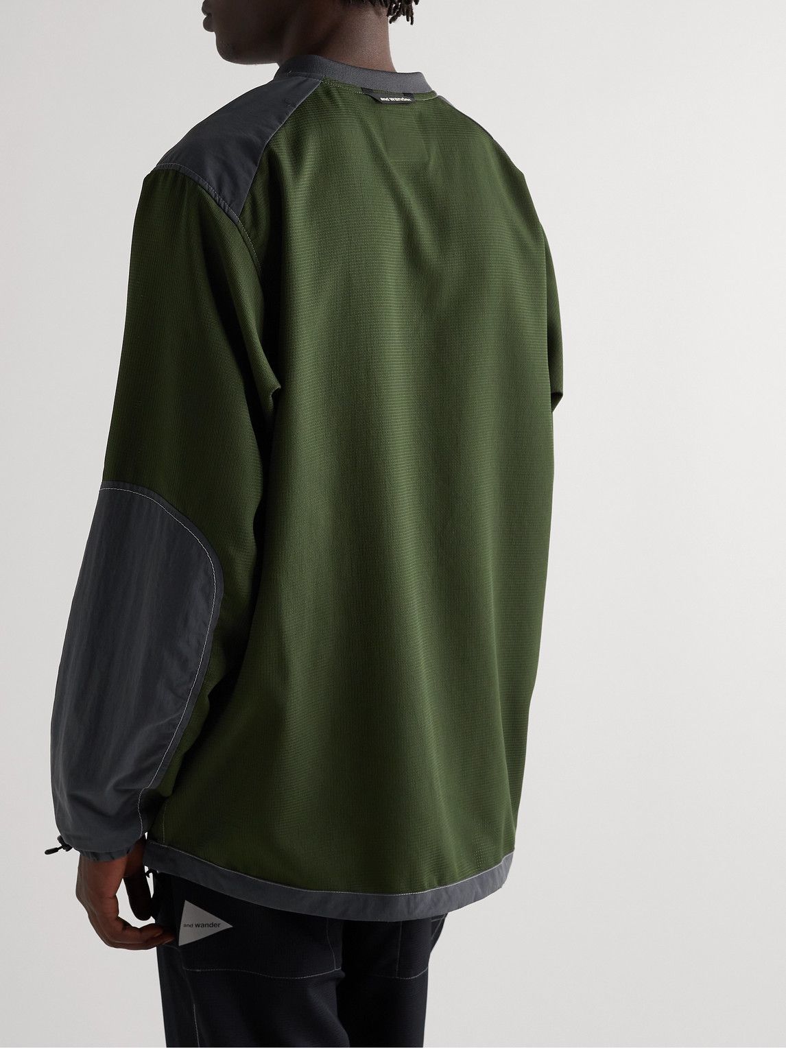 And Wander - Vent Nylon-Trimmed Ripstop Sweatshirt - Green and Wander